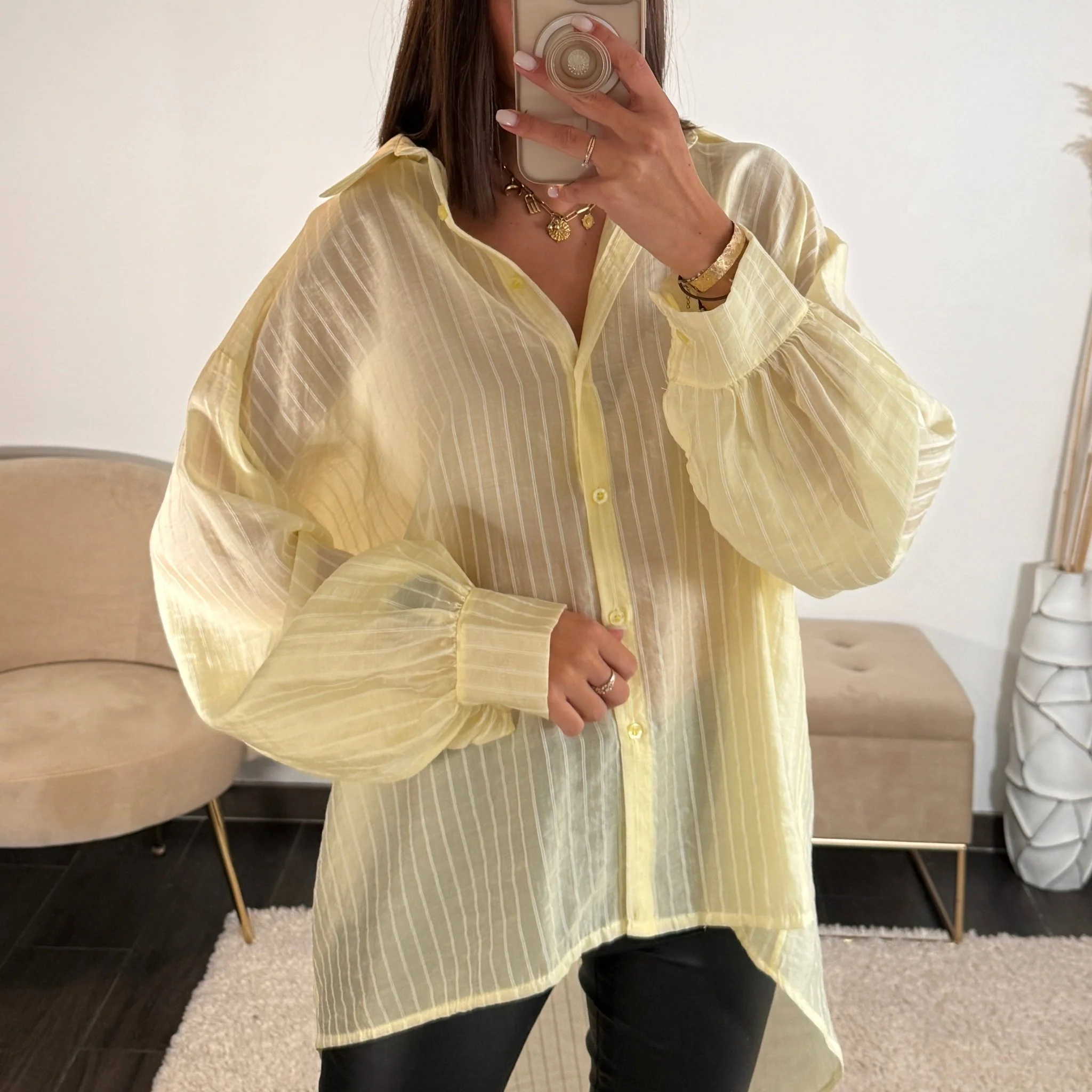 CHEMISE RAYEE JAUNE VIKKIE
