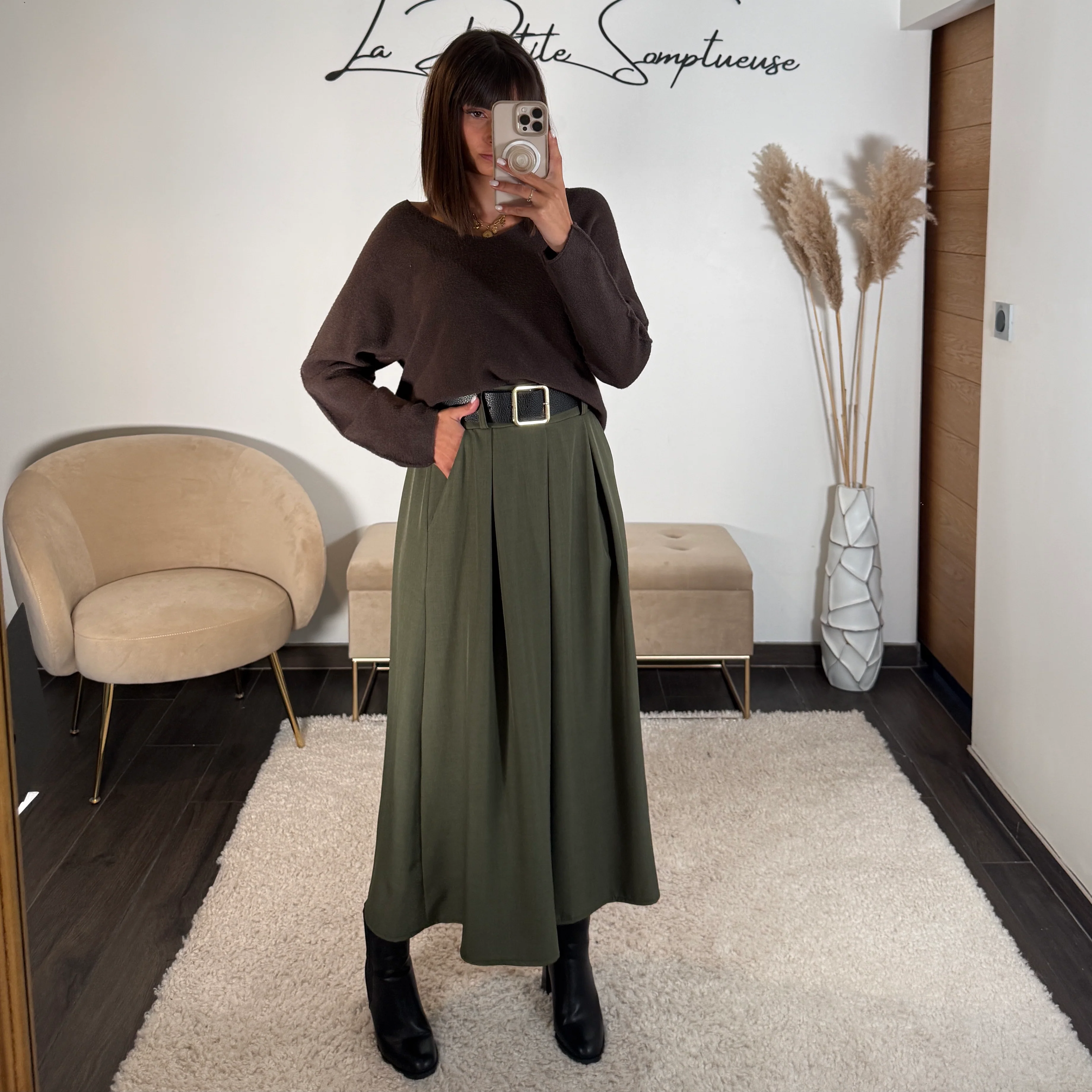 JUPE CEINTURE KAKI NINON