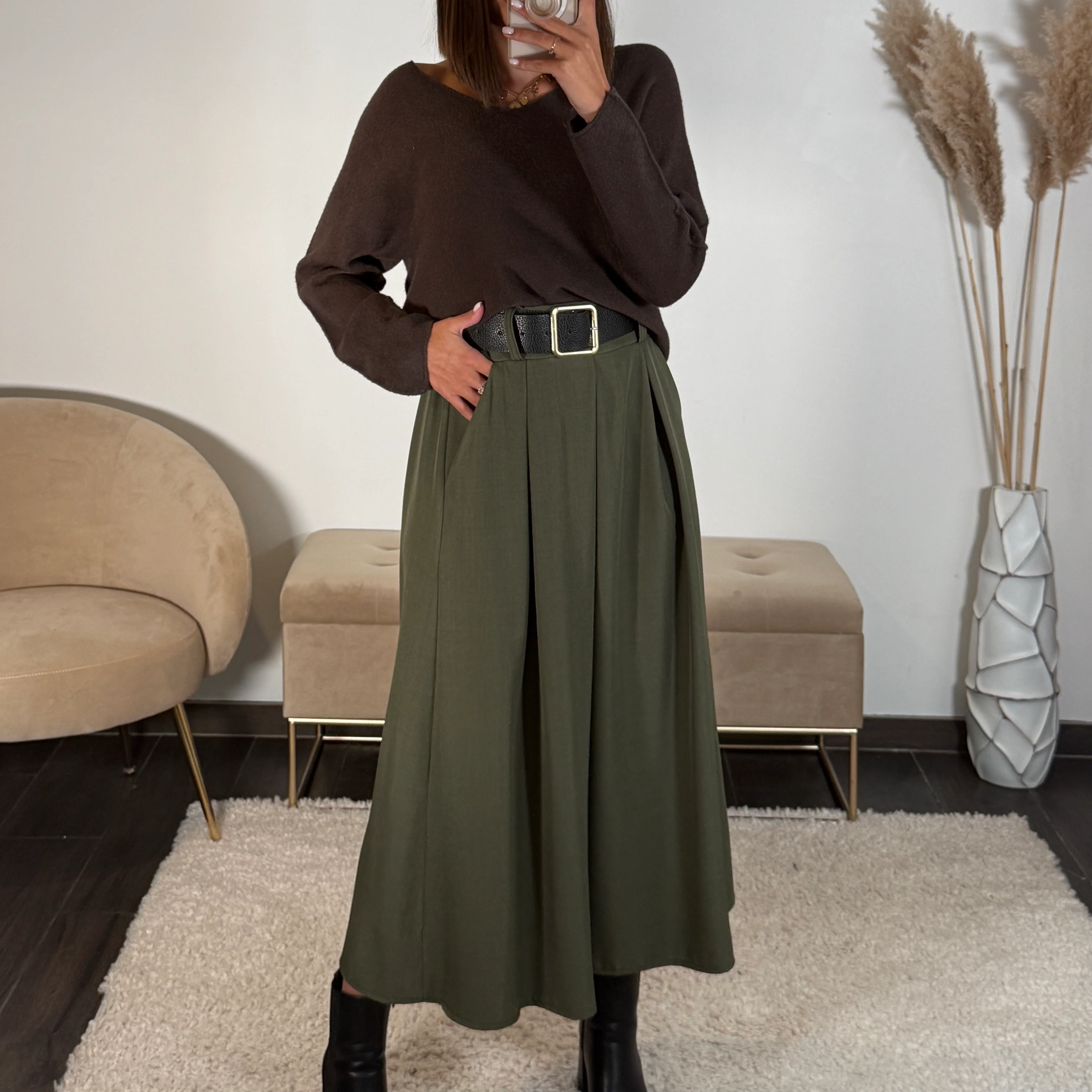 JUPE CEINTURE KAKI NINON - Image 3