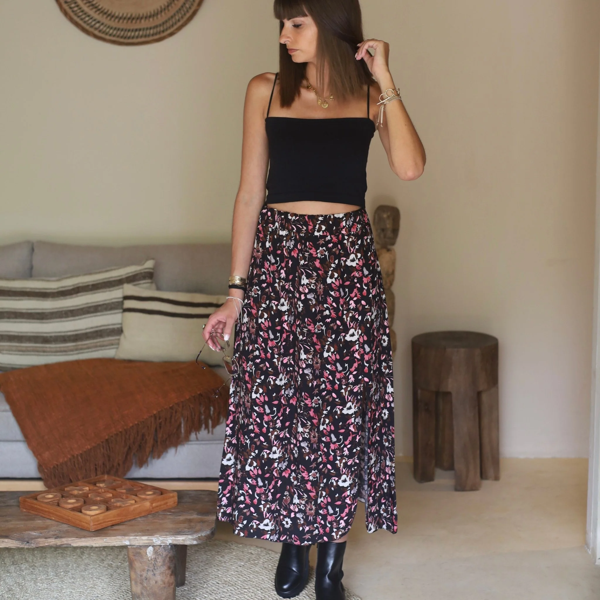 JUPE FLEURIE NOIRE AUDREY - Image 2