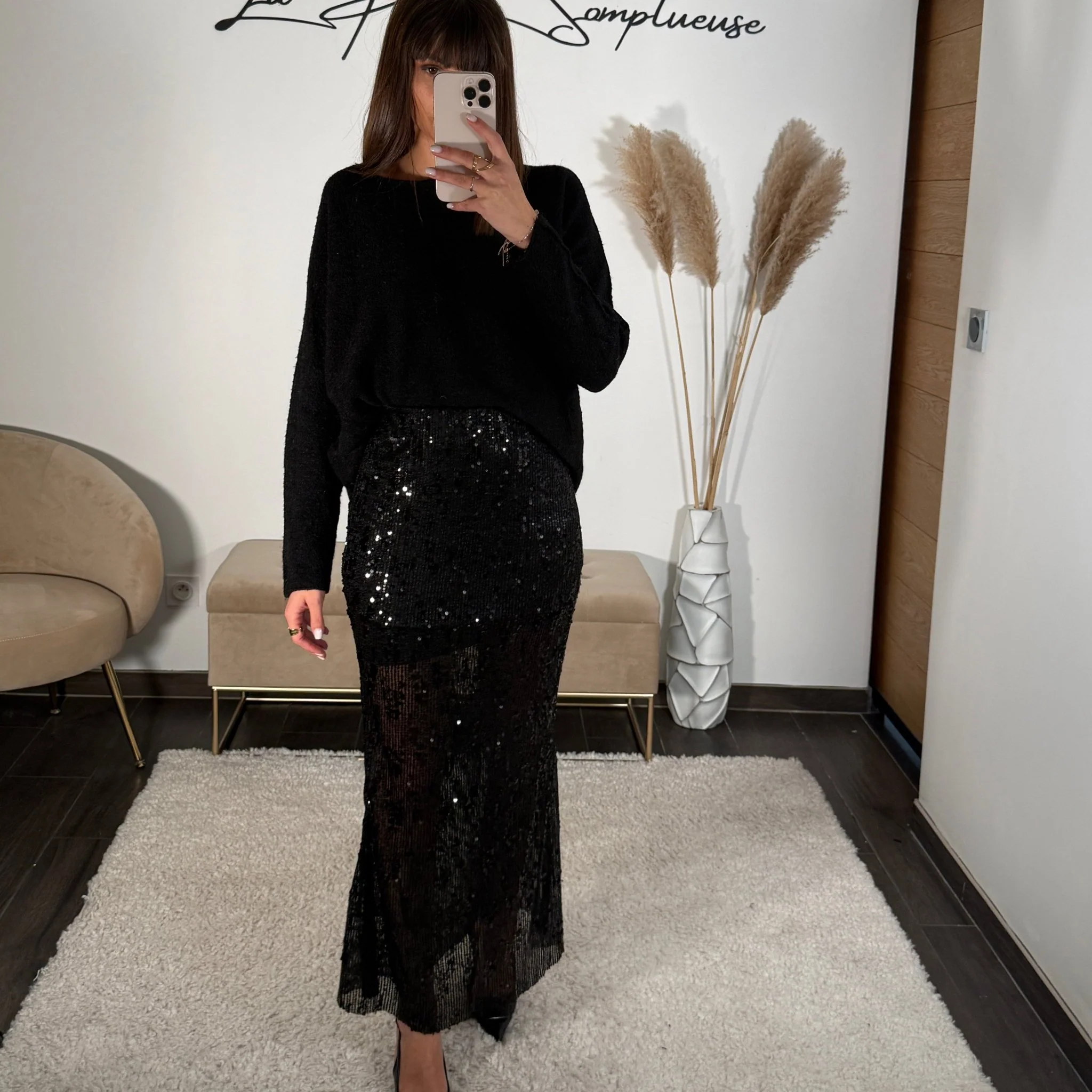 JUPE NOIRE SEQUINS LAURY