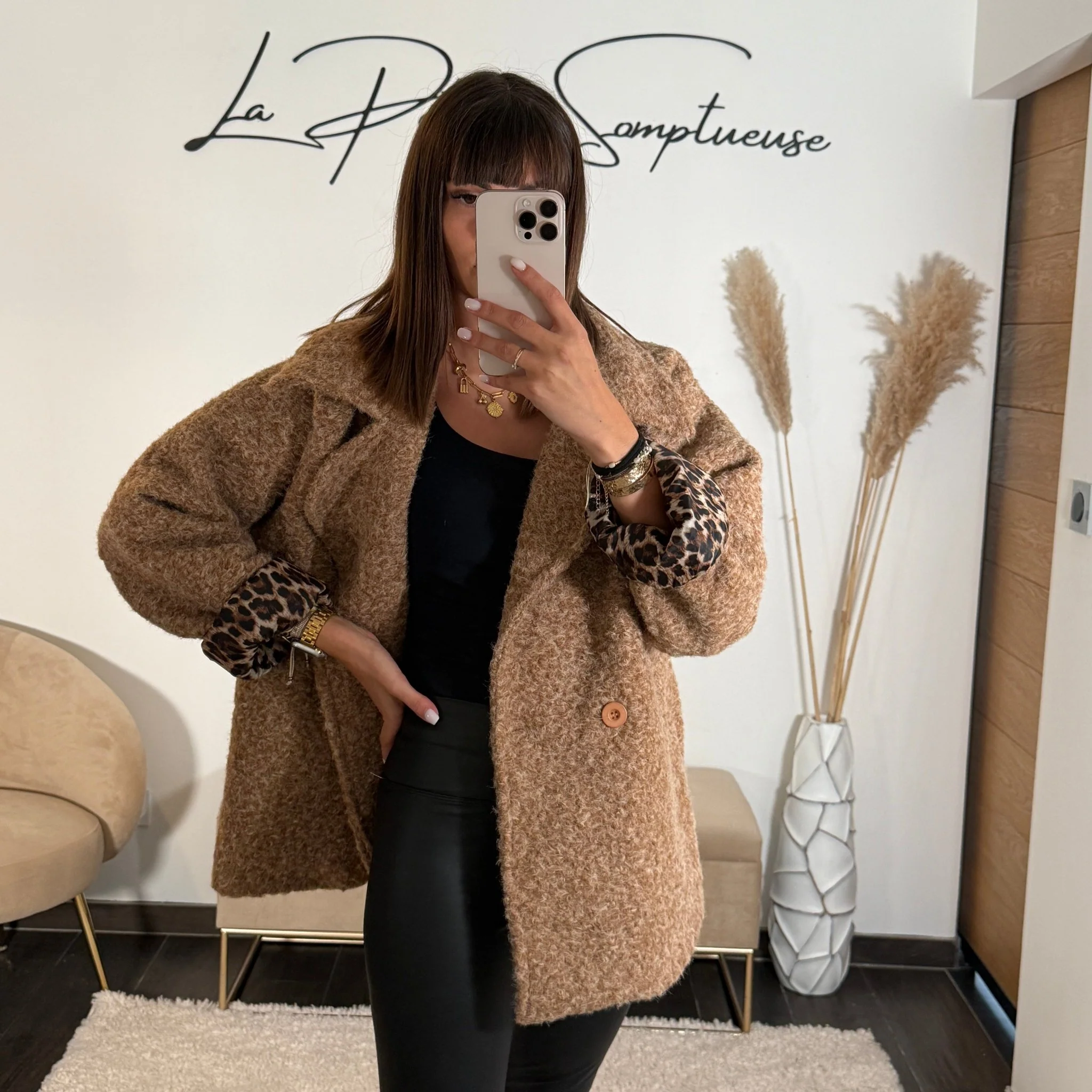 MANTEAU TAUPE/CAMEL LEO