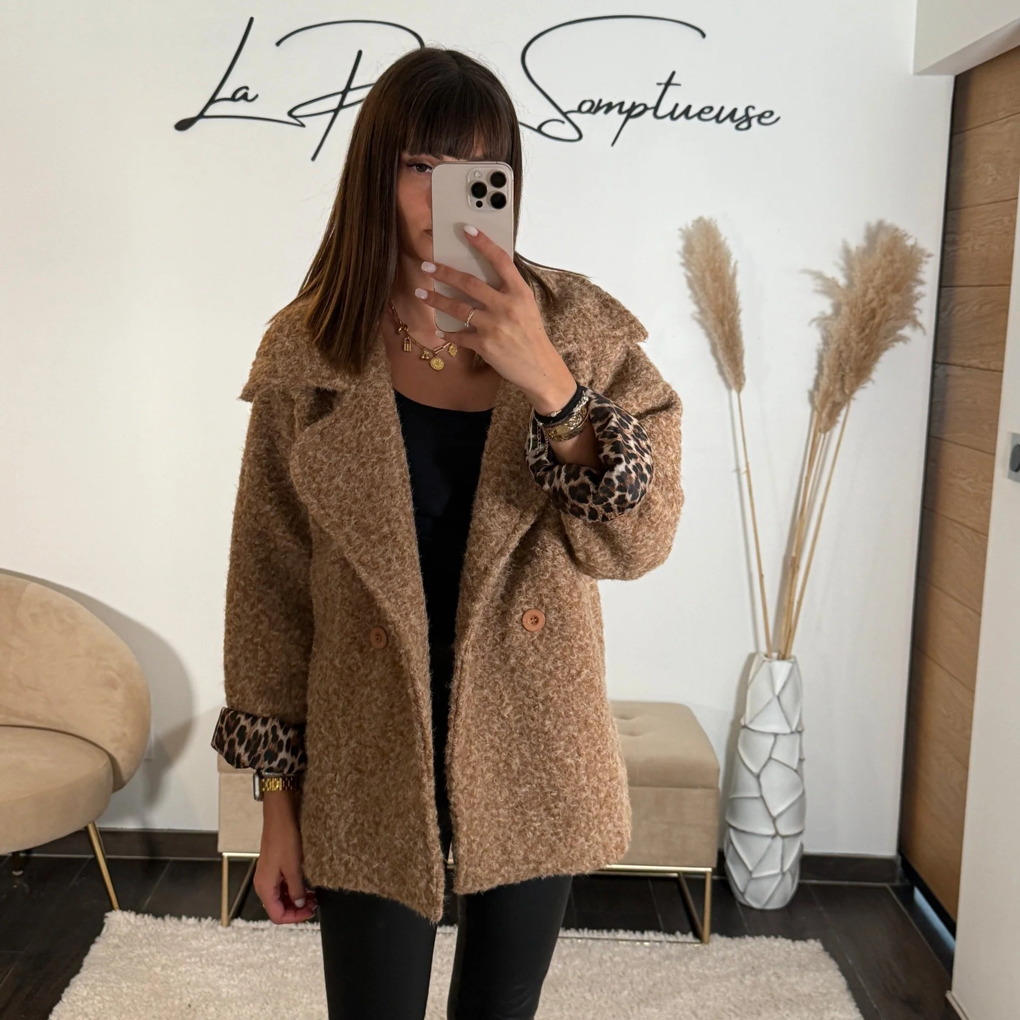 MANTEAU TAUPE/CAMEL LEO - Image 2
