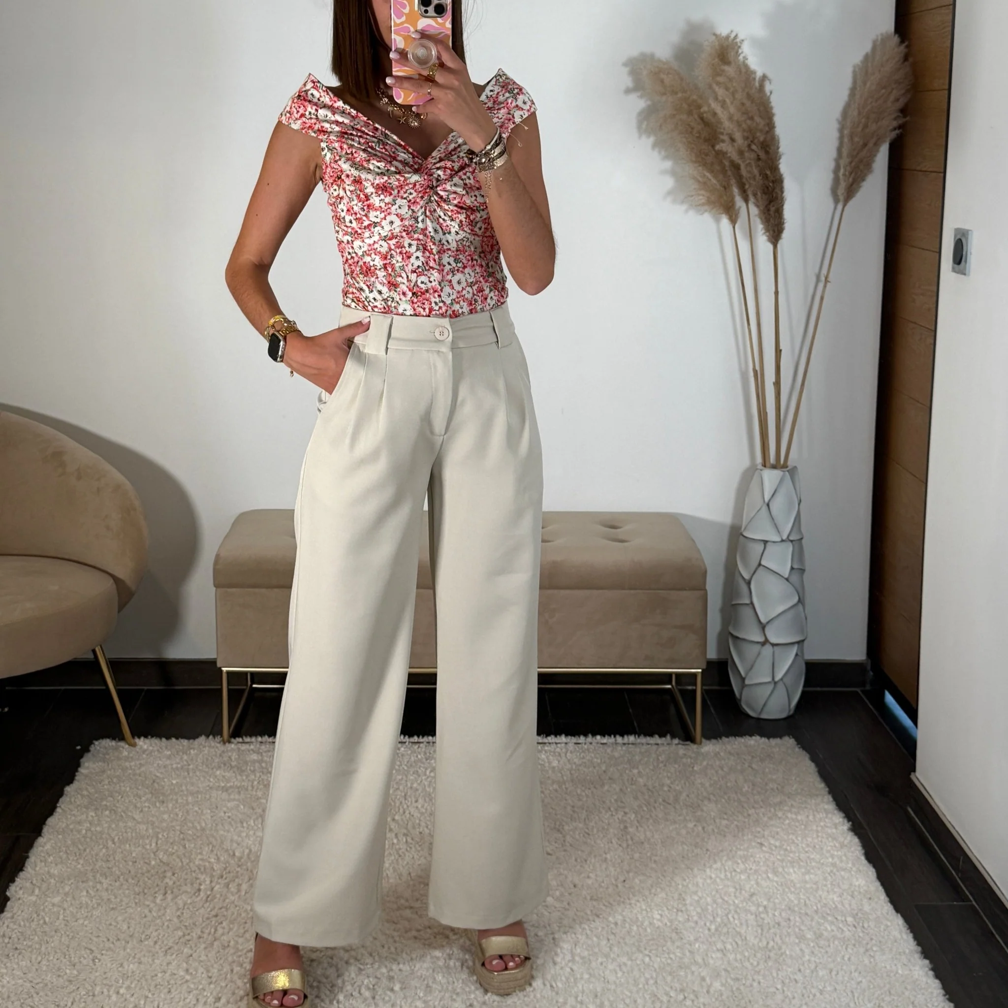 PANTALON TAILLEUR BEIGE ELLY - Image 4