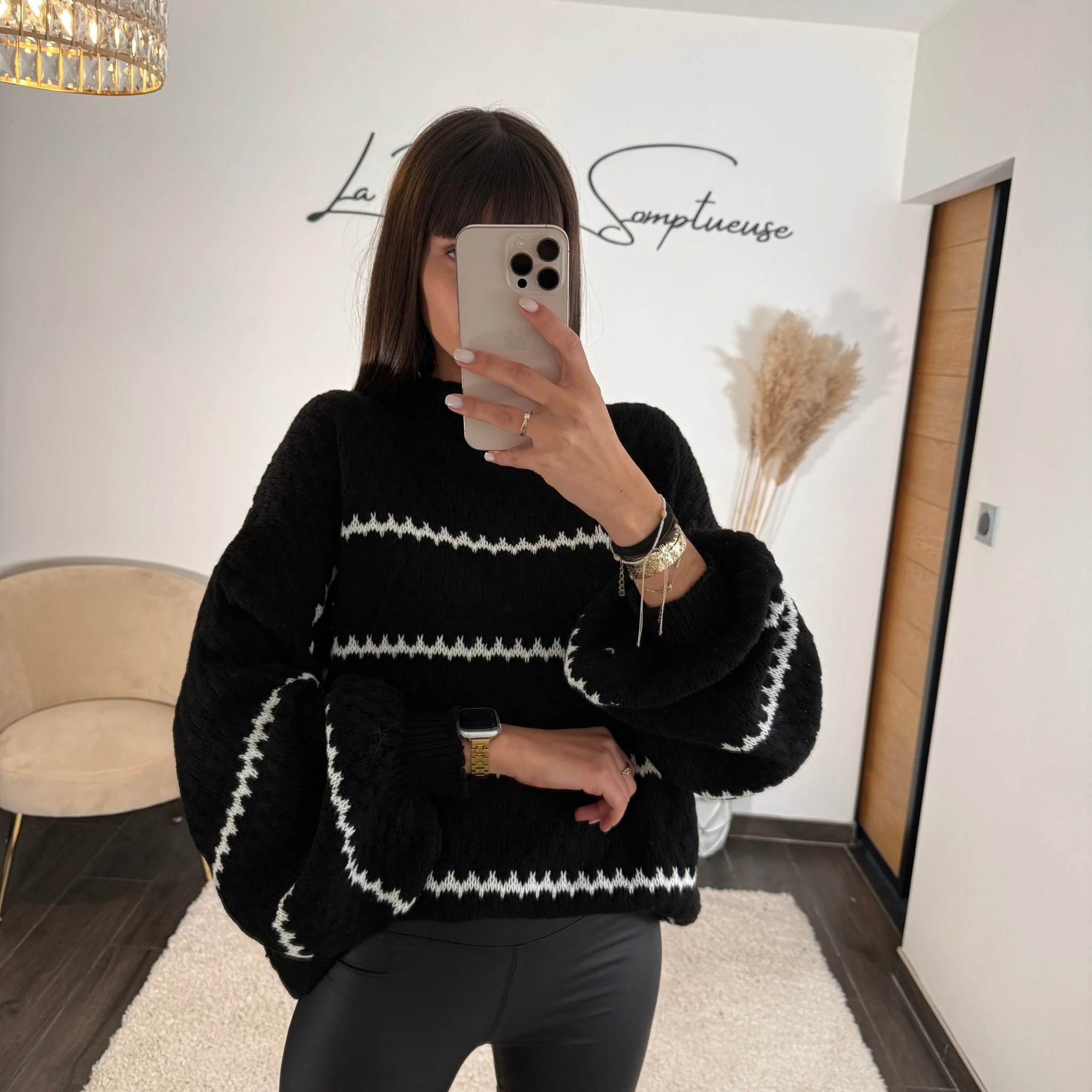 PULL NOIR LIGNE TESSY