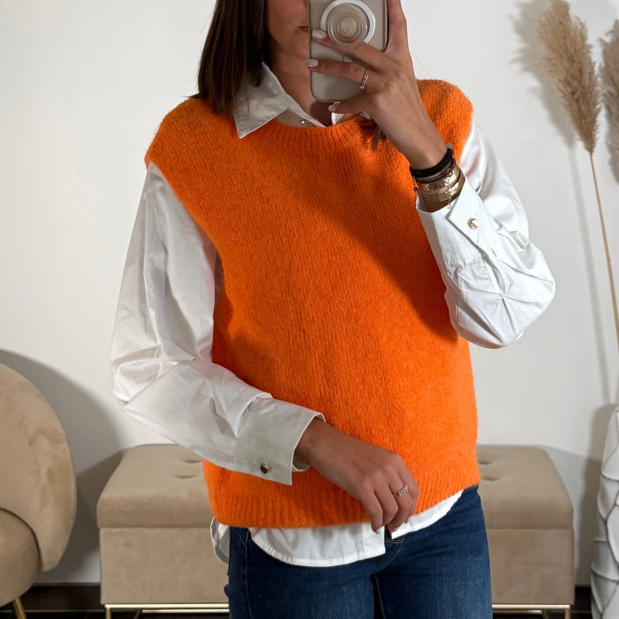 PULL SANS MANCHE ORANGE FERDA - Image 2
