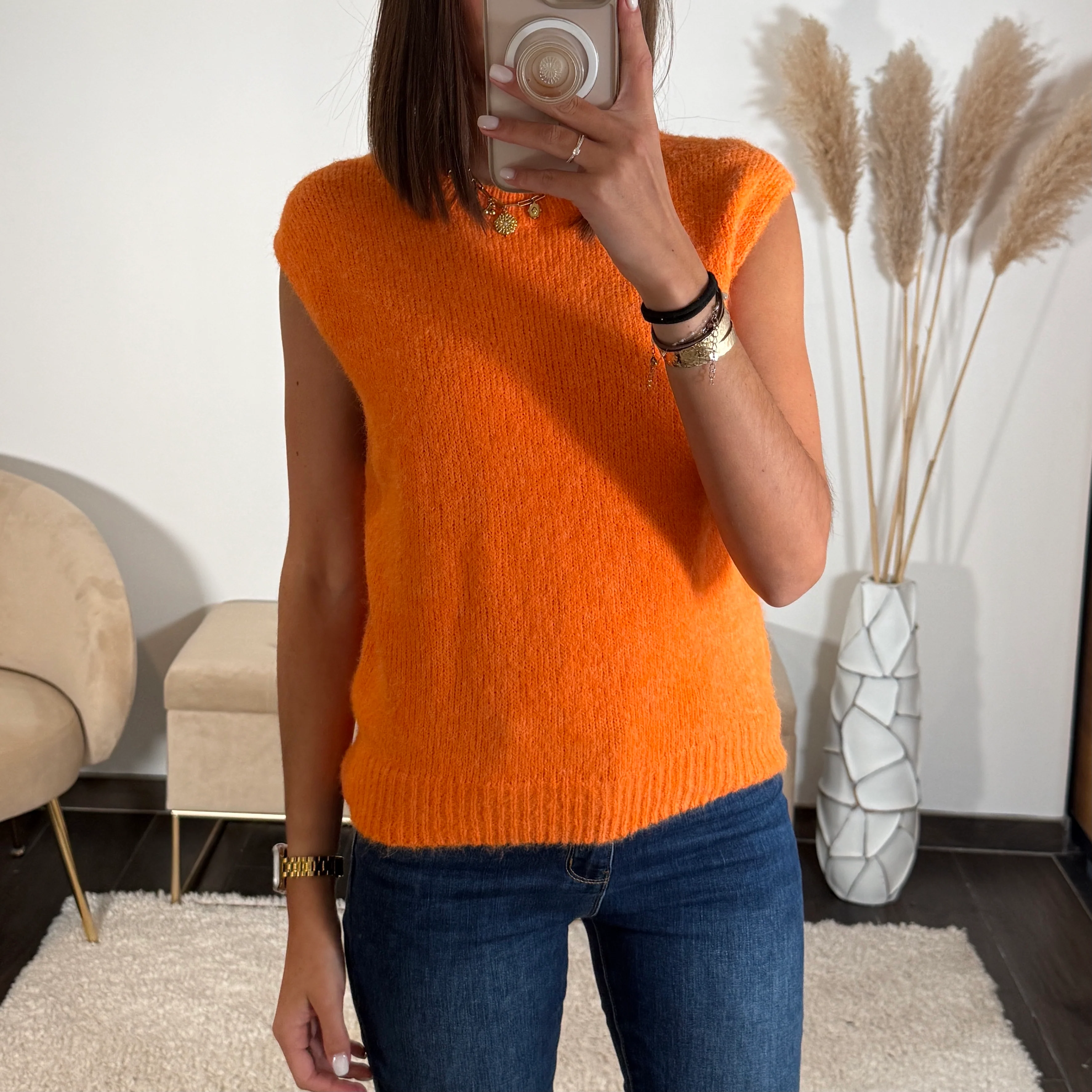 PULL SANS MANCHE ORANGE FERDA - Image 3