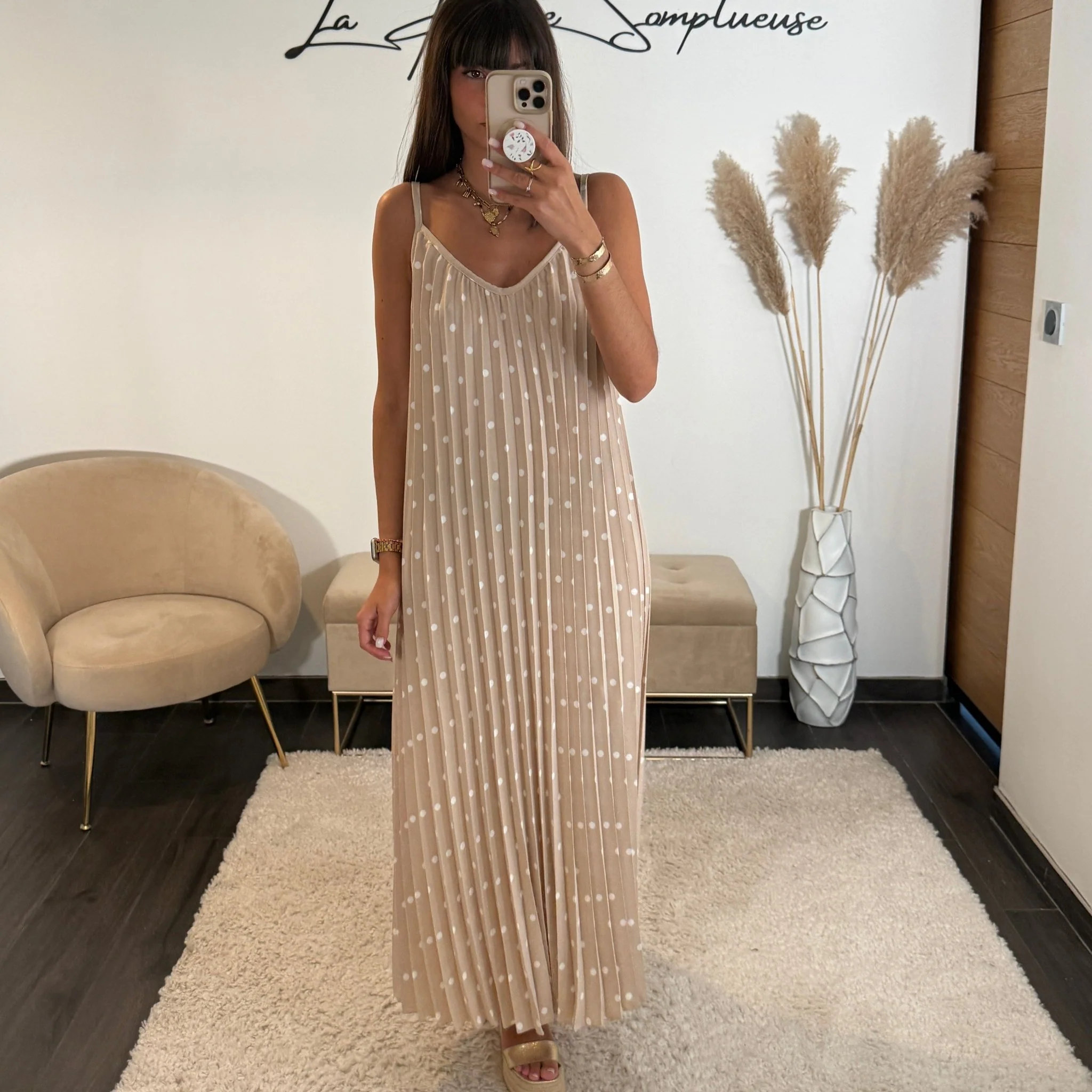 ROBE A POIS BEIGE SOFIA