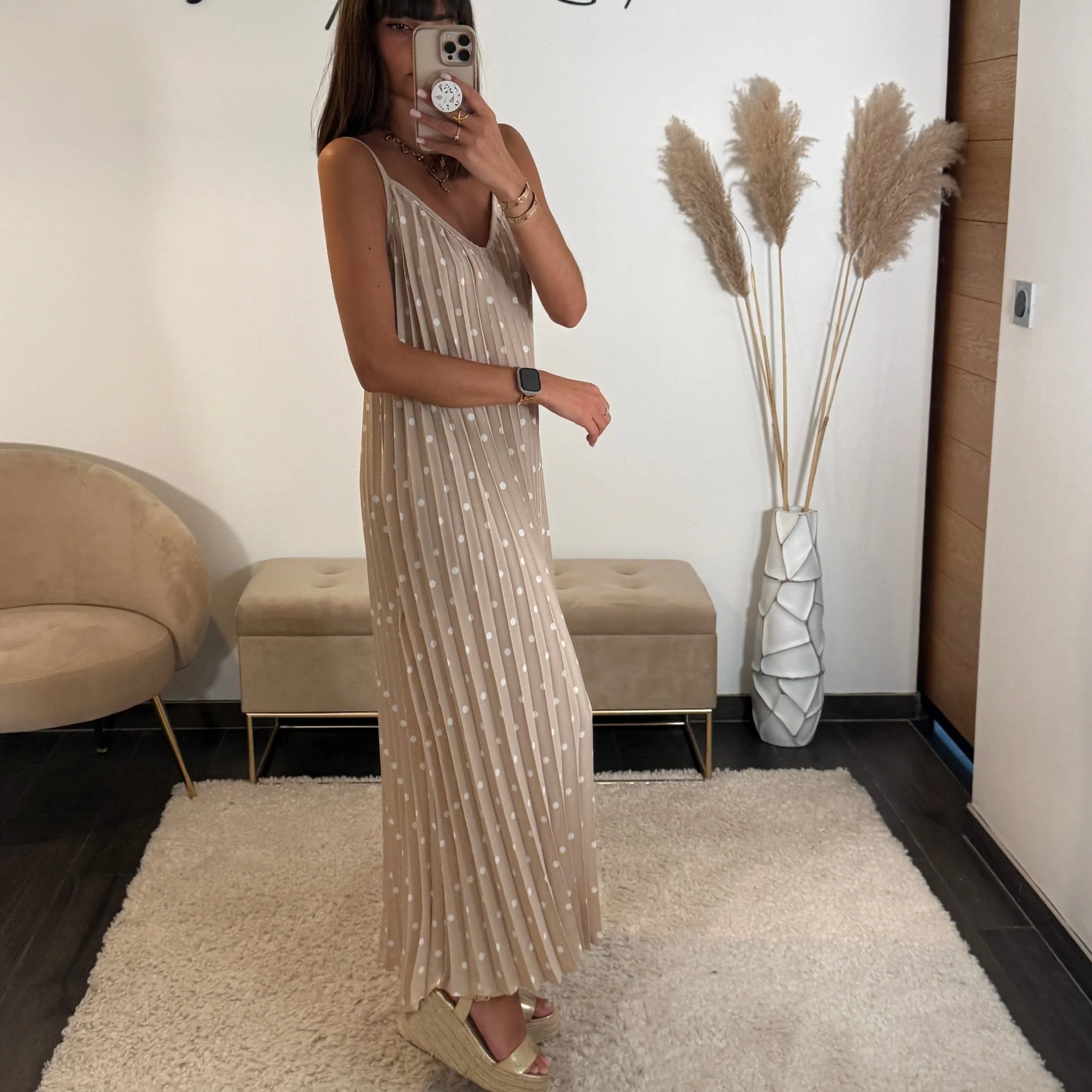 ROBE A POIS BEIGE SOFIA - Image 2