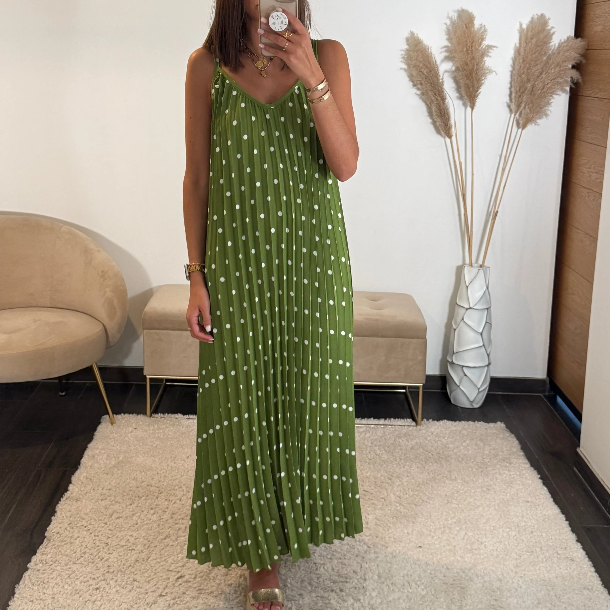 ROBE A POIS VERTE SOFIA