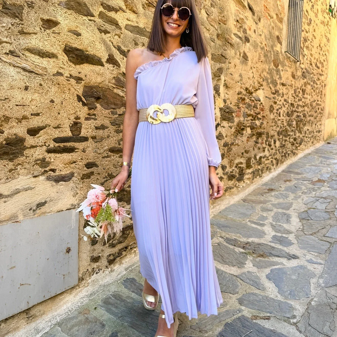 ROBE ASYMETRIQUE LILAS PERRINE