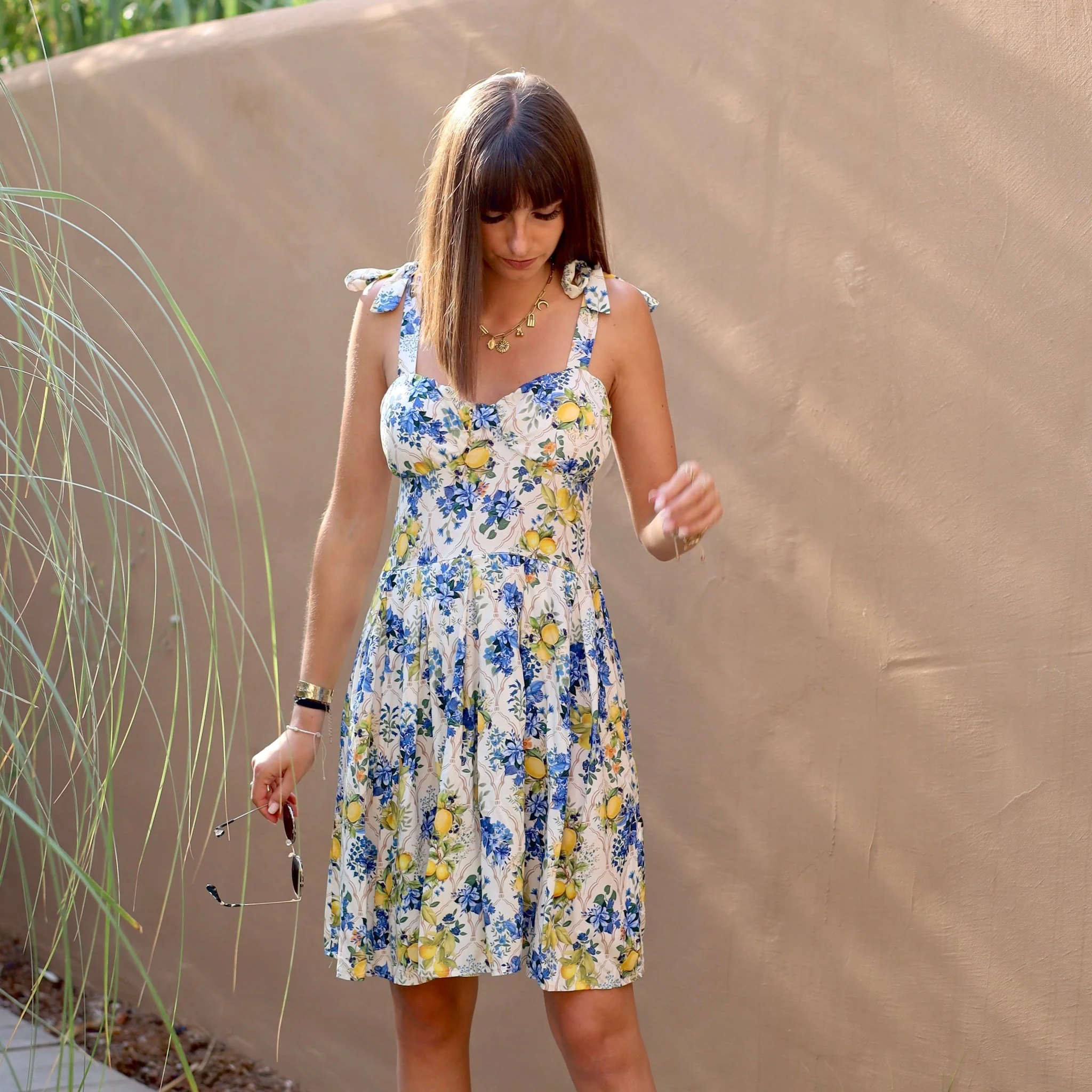 ROBE CITRON BLEU ET BLANCHE RANA