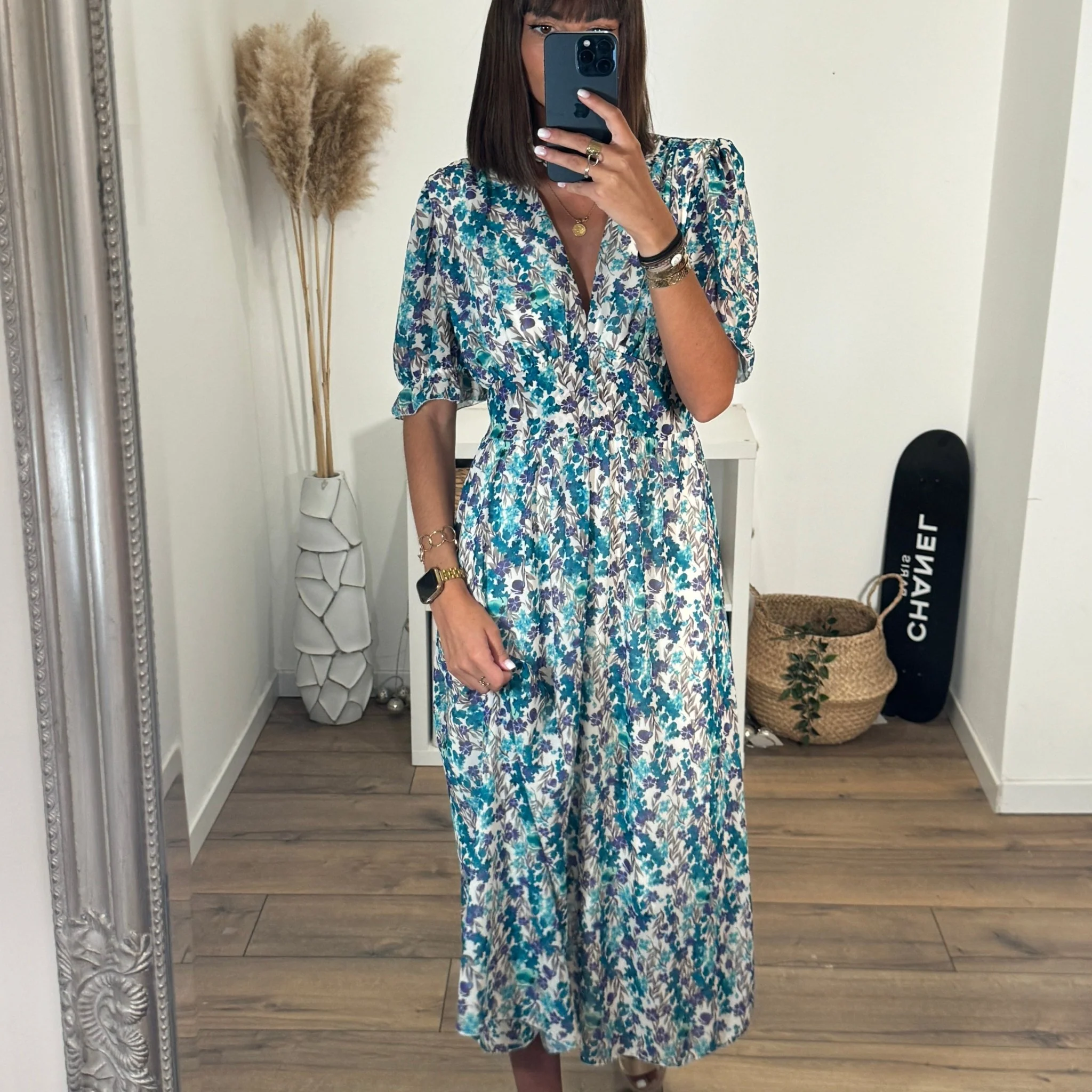 ROBE FLEURIE BLEU NINON