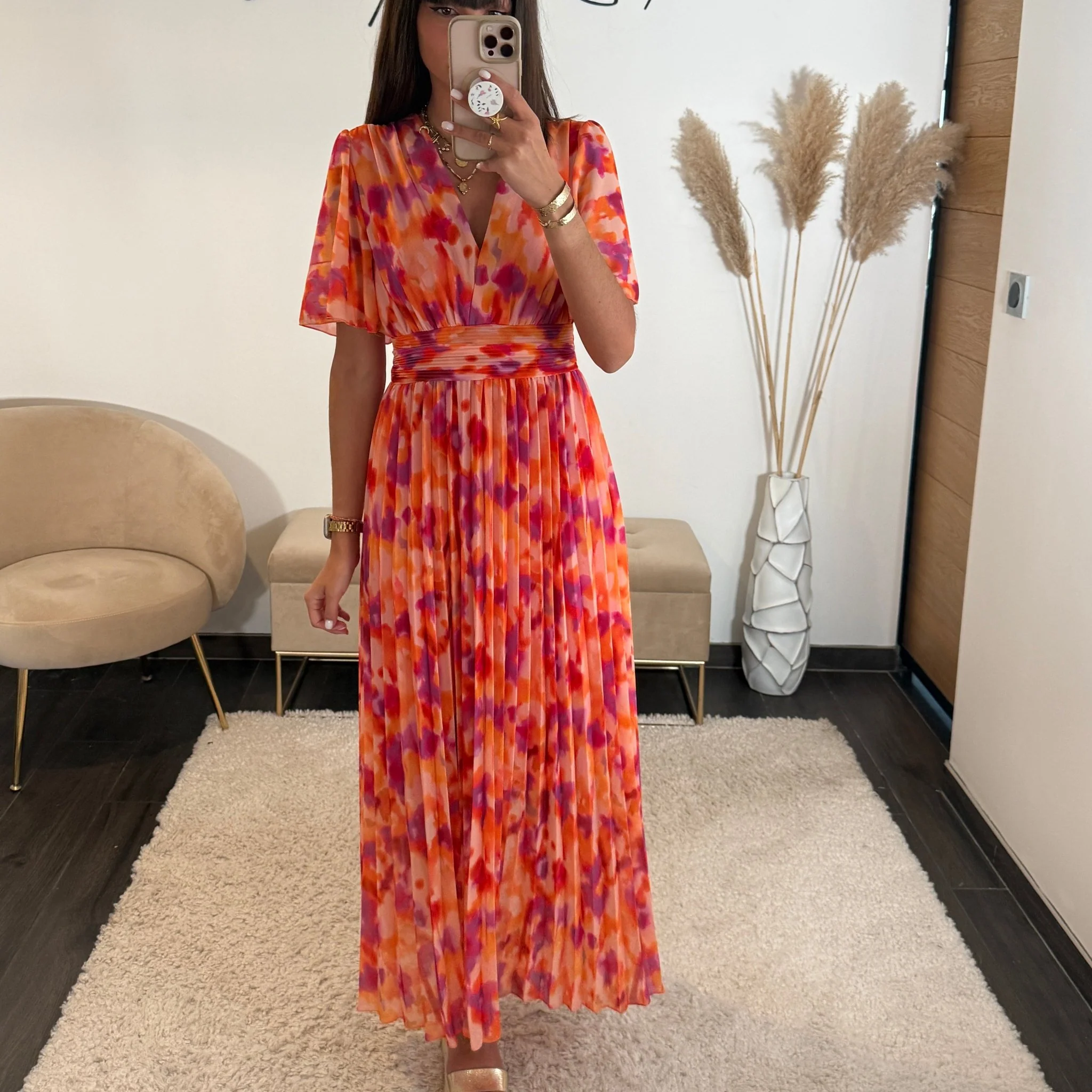ROBE LONGUE PEACHY FUCHSIA KARENE