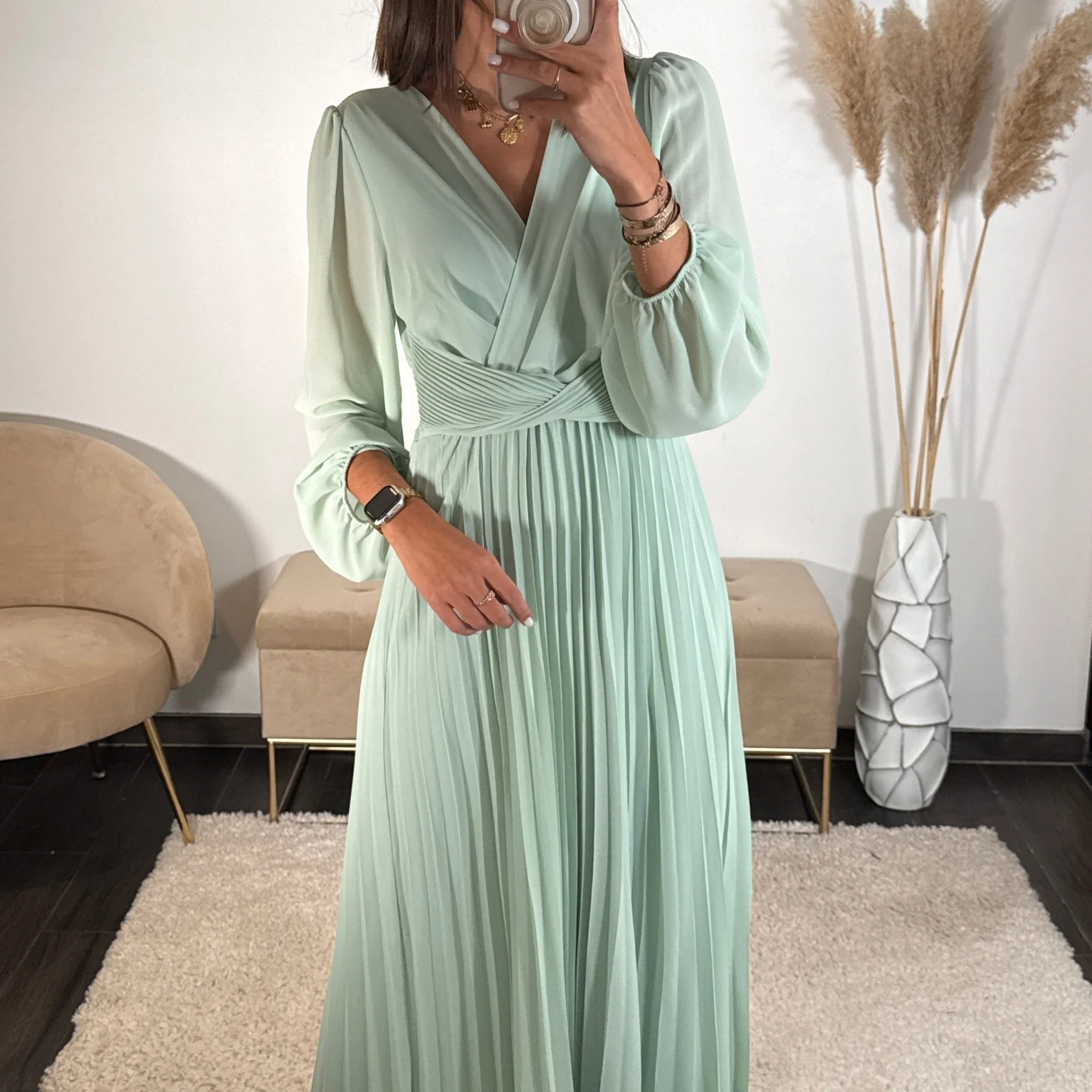 ROBE LONGUE VERT D'EAU ANGIE - Image 2