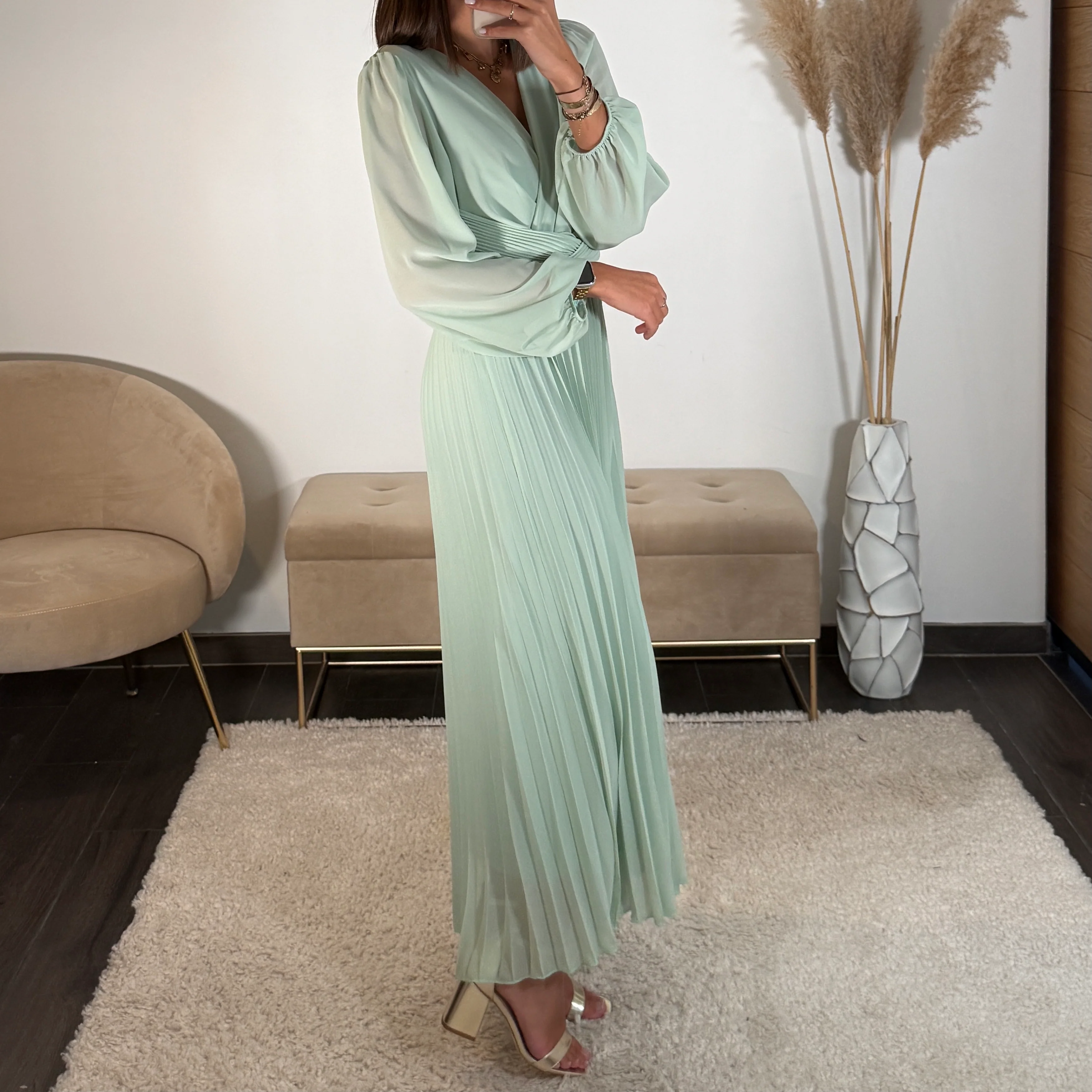ROBE LONGUE VERT D'EAU ANGIE - Image 3