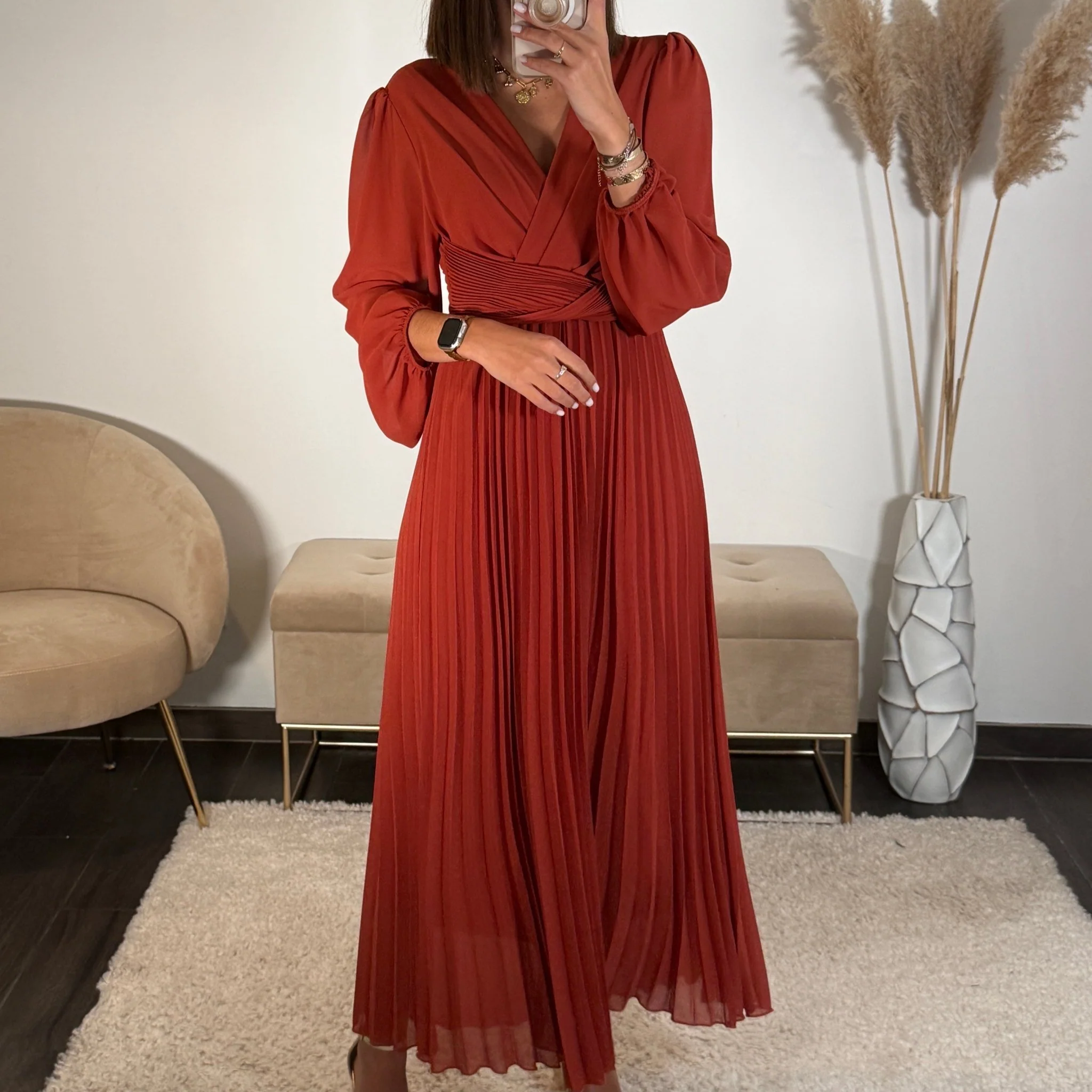 ROBE LONGUE TERRACOTTA ANGIE