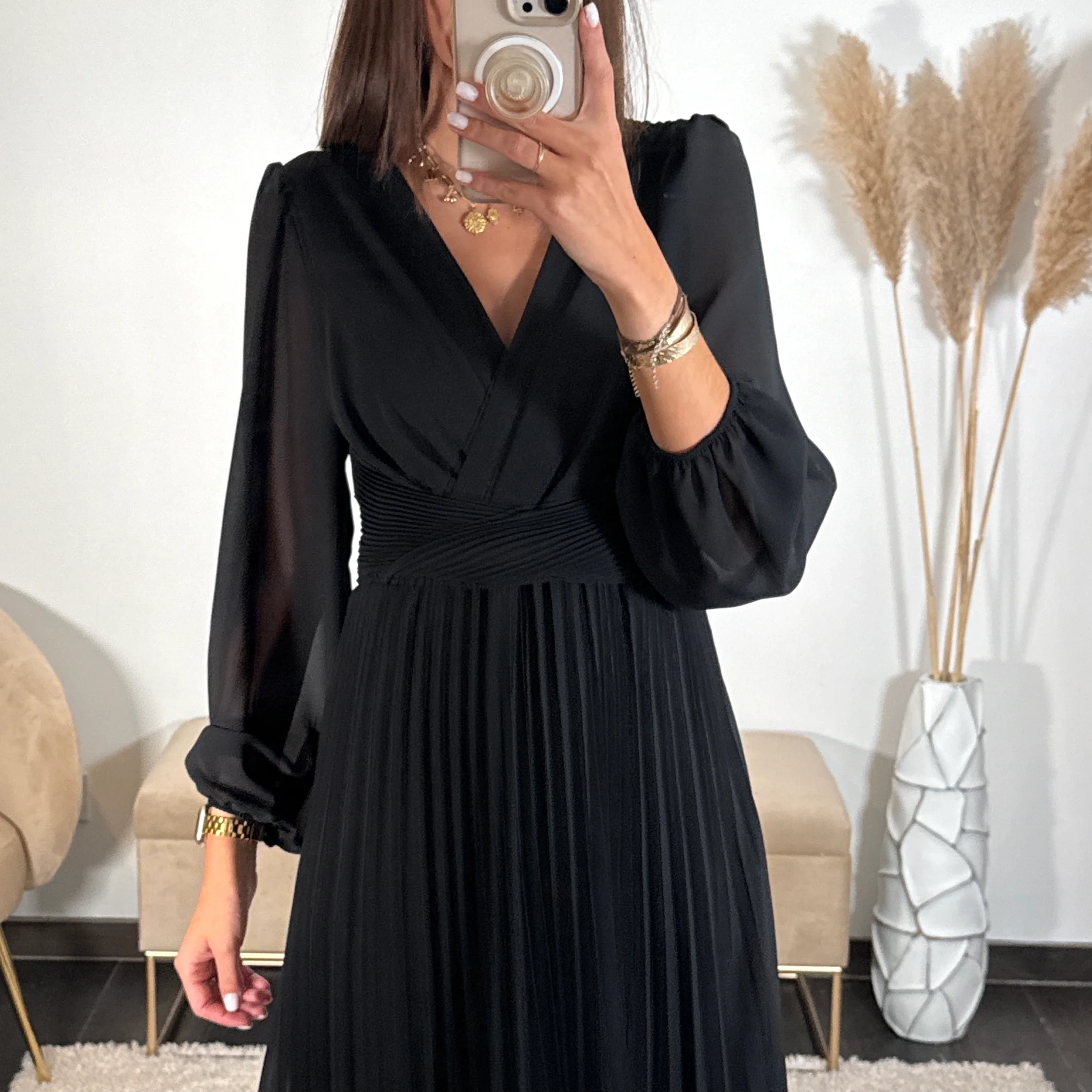 ROBE LONGUE NOIRE ANGIE - Image 2