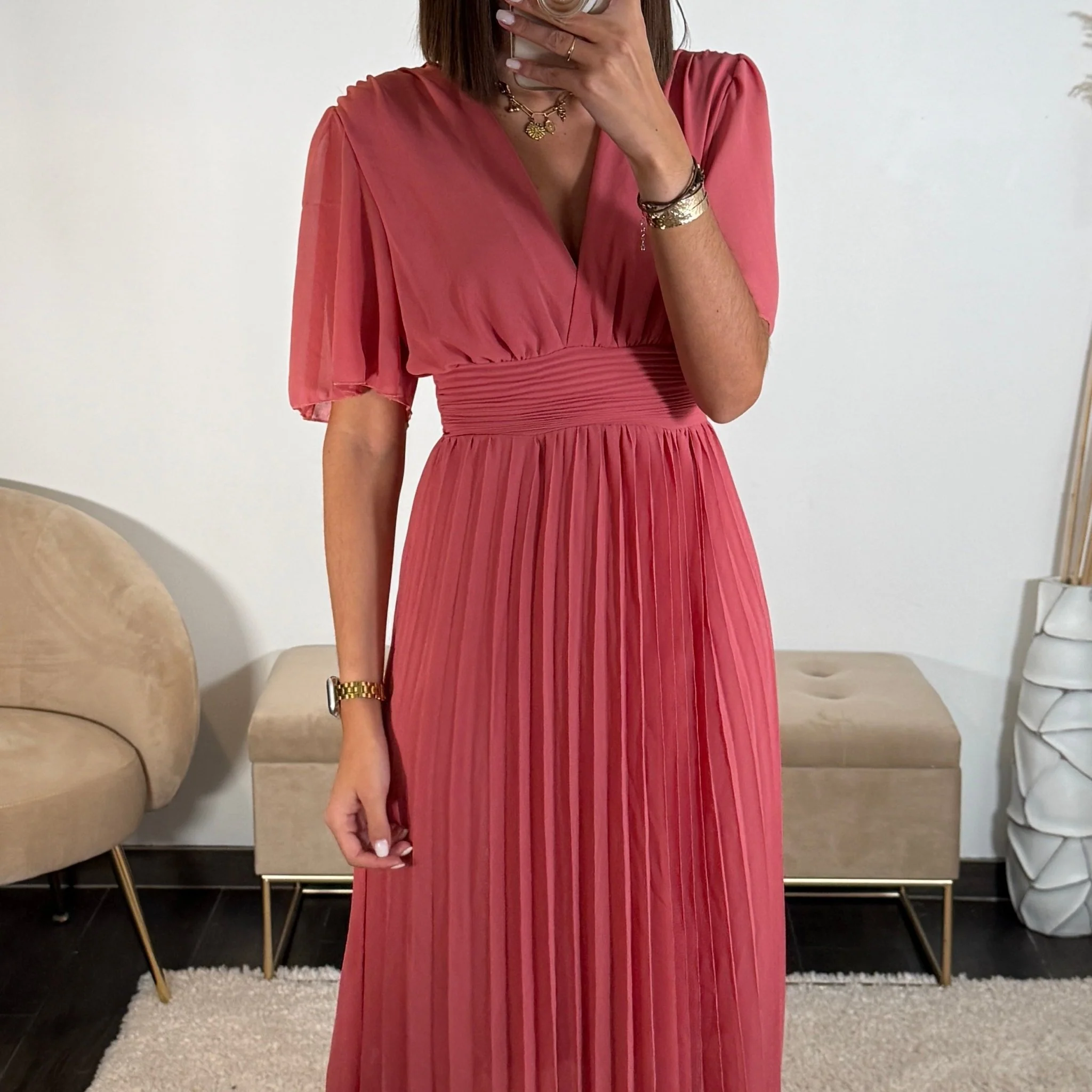 ROBE LONGUE VIEUX ROSE CLAIR KARENE - Image 4