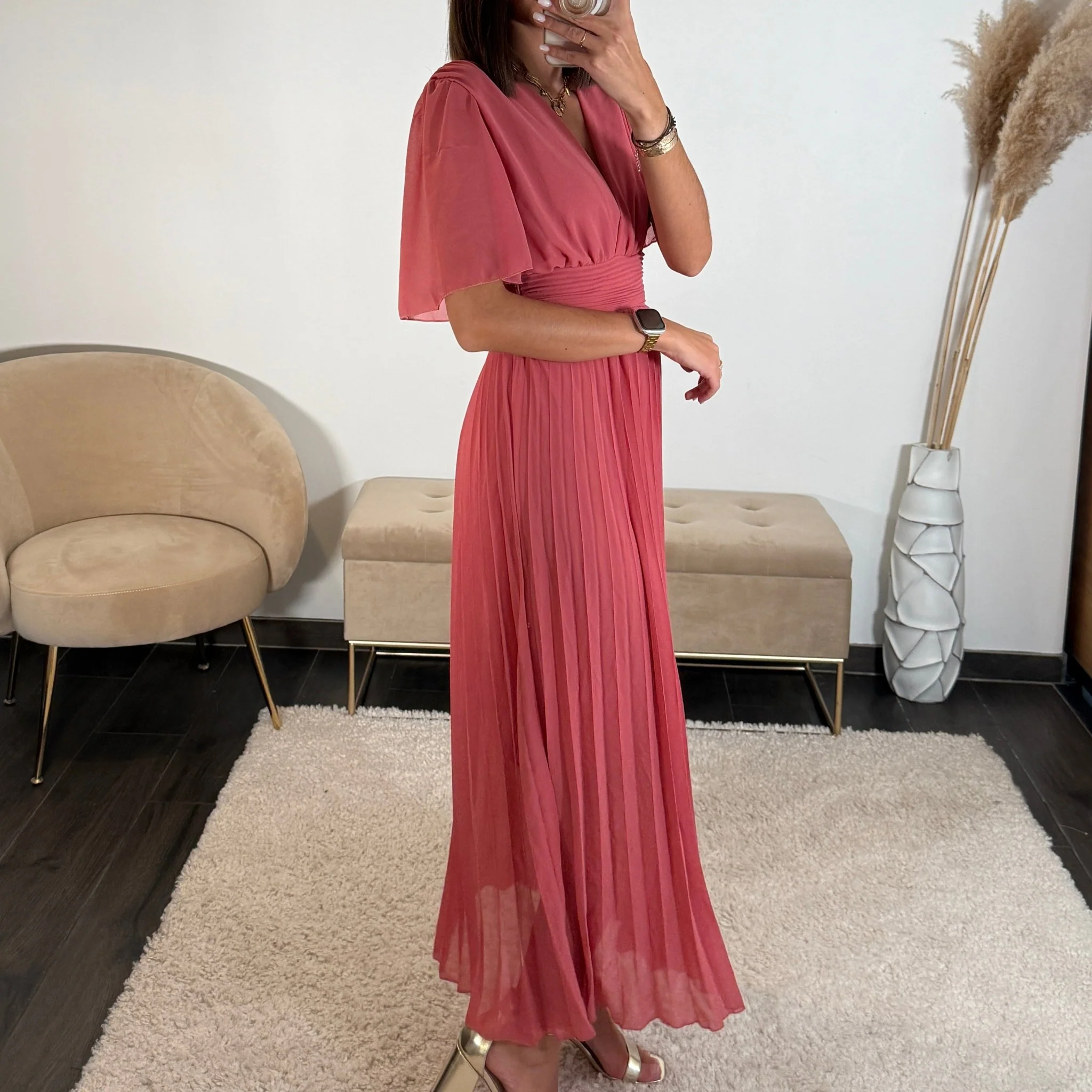 ROBE LONGUE VIEUX ROSE CLAIR KARENE - Image 5