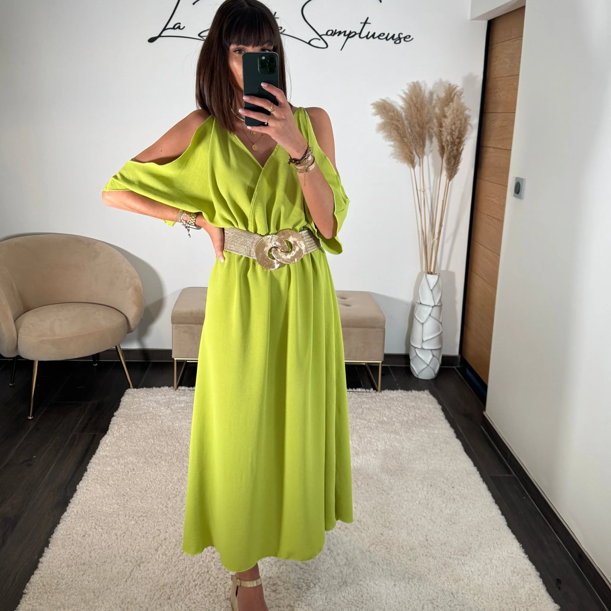 ROBE VERT POMME MELISSA
